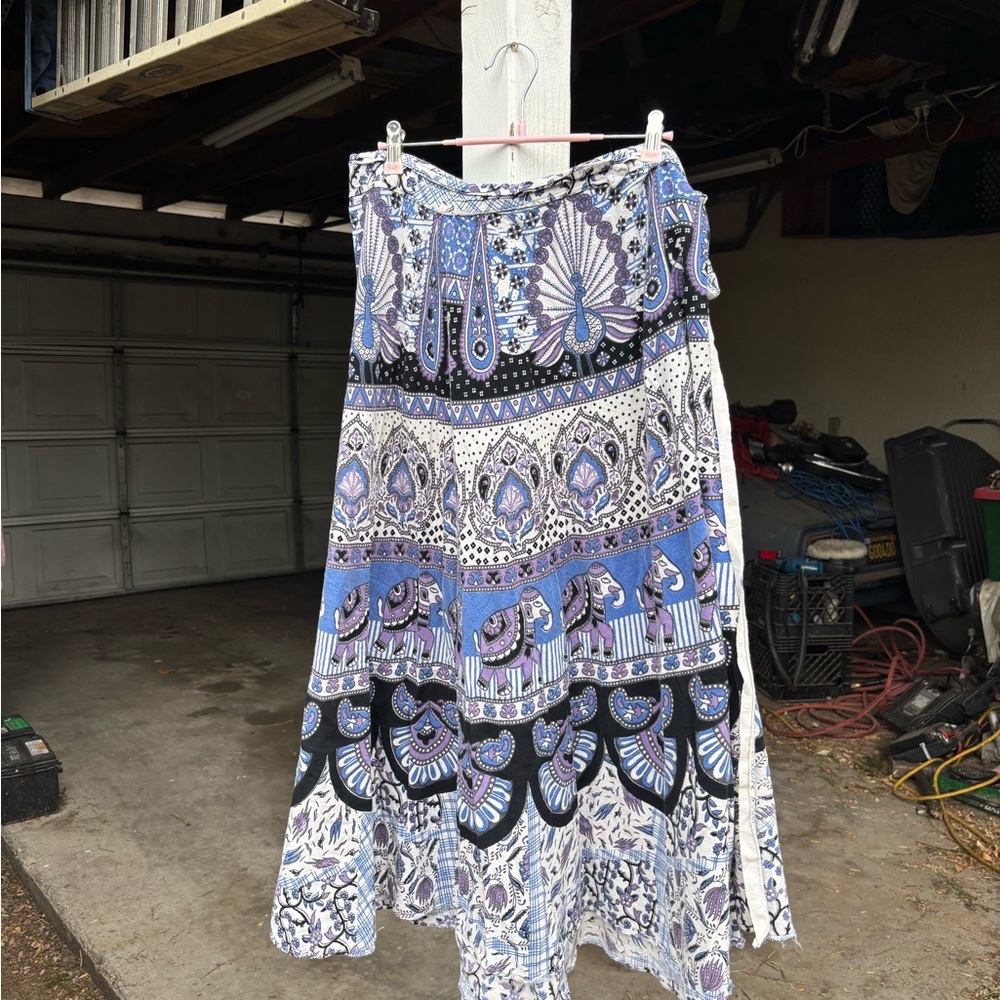Bohemian Cool tones Patterned Maxi Skirt